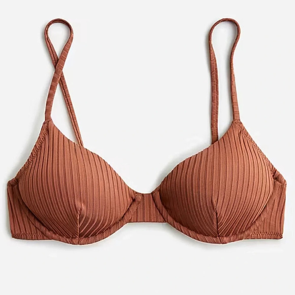 J.Crew Brown Wide-rib french bikini top Size 38D - Picture 3 of 4